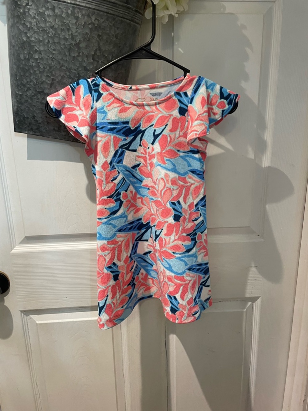 Pappagallo Coral, Blue and White Floral Knit Dress